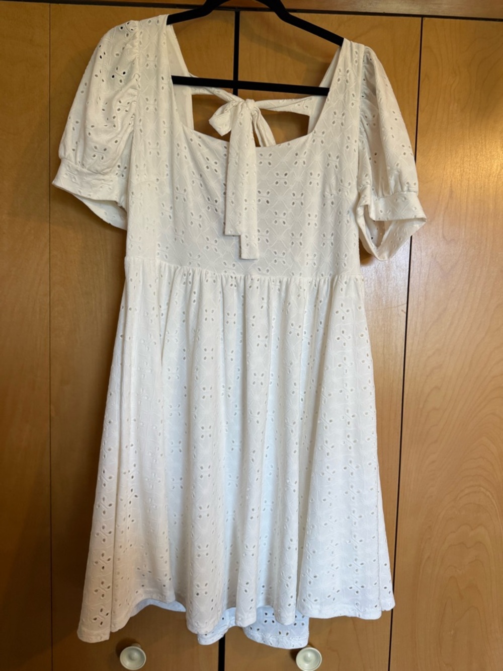DAVI & DANI White Eyelet Mini Dress with Tie Back